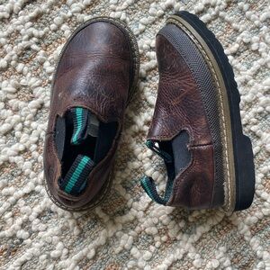 Kids Georgia Boot Black Work Shoes with Teal Accent